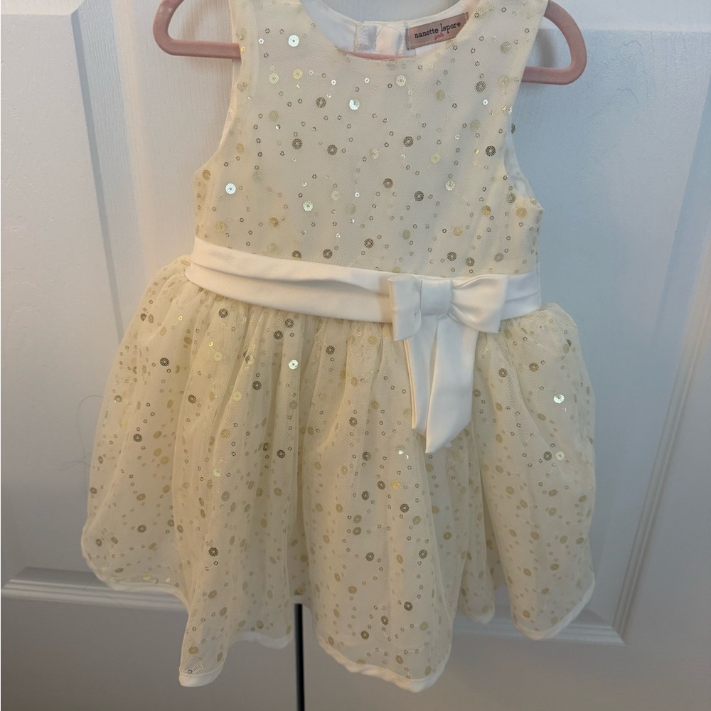 Nanette Lepore Cream Sequin Dress with Bow